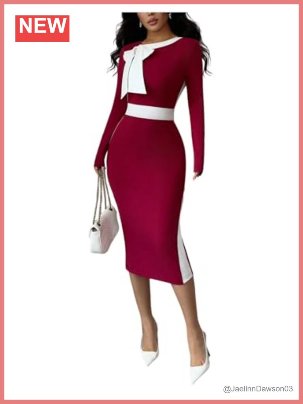 Long Sleeve Maxi Bodycon Dress Square Neck Business Casual Slim Fit